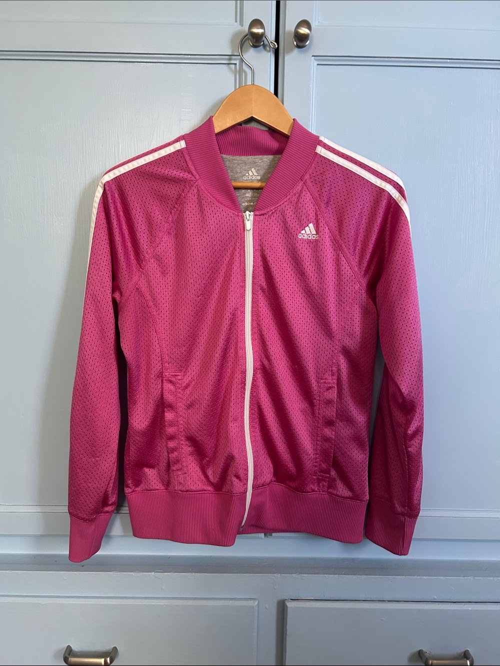 adidas Magenta Track Jacket with White Stripes